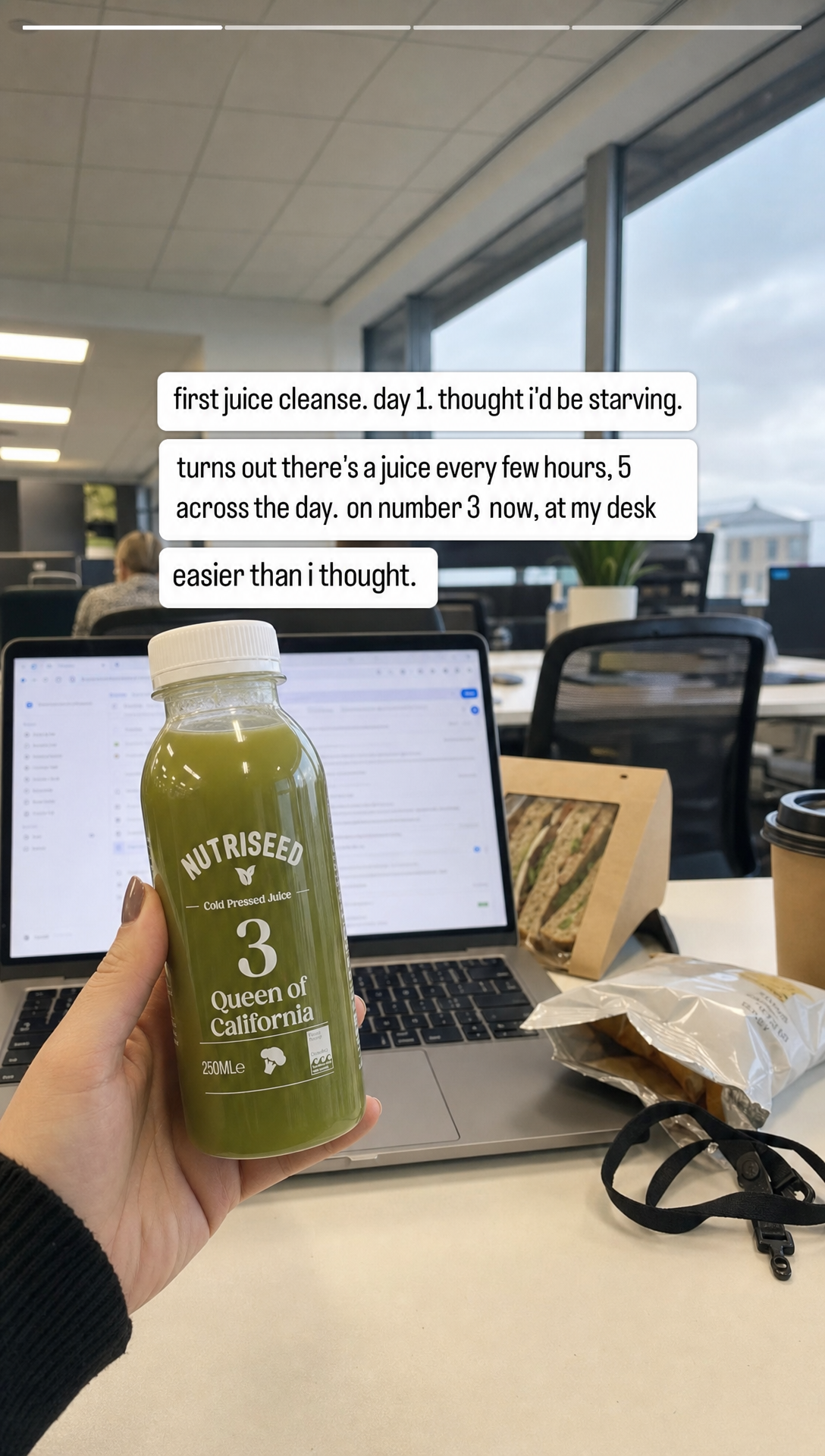 10. IG Story: first juice cleanse, thought I'd be starving