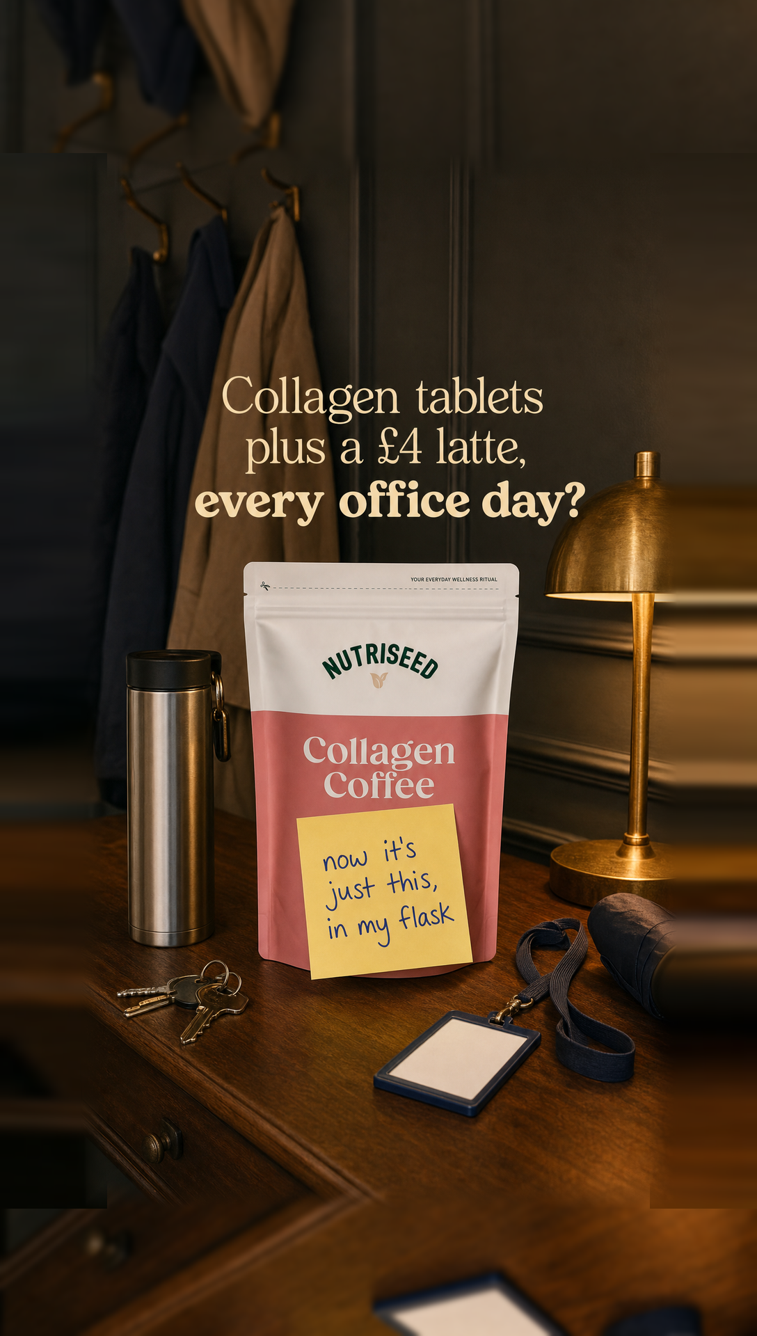 11. Post-it: office days, collagen coffee in my flask